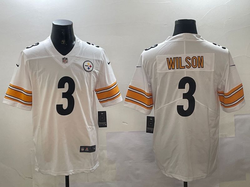 Men Pittsburgh Steelers #3 Wilson White Second generation 2024 Nike Limited NFL Jersey style 0104->pittsburgh steelers->NFL Jersey